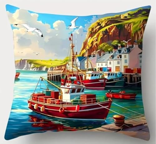 Kreuzstich Kissen Stickpackung Schiffe Im Hafen 45X45Cm Kreuzstich-Set, Komplettes Kissen Mit Dekoration, Handarbeit Stickerei Für Erwachsene Kunst Kreatives Geschenk Diy, Kreuzstich Stickerei Kreuzstich Kissen Stickpackung Schiffe Im Hafen 45X45Cm Kreuzstich-Set, Komplettes Kissen Mit Dekoration, Handarbeit Stickerei Für Erwachsene Kunst Kreatives Geschenk Diy, Kreuzstich Stickerei von NAHUIGOOD