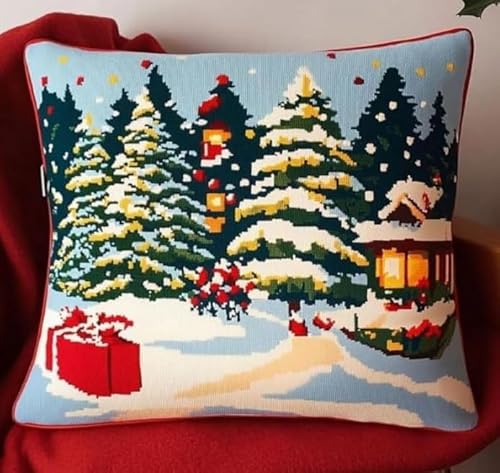 Kreuzstich Kissen Stickpackung Weihnachtsschneeszene 45X45Cm Kreuzstich-Set, Komplettes Kissen Mit Dekoration, Handarbeit Stickerei Für Erwachsene Kunst Kreatives Geschenk Diy, Kreuzstich Stickerei Kreuzstich Kissen Stickpackung Weihnachtsschneeszene 45X45Cm Kreuzstich-Set, Komplettes Kissen Mit Dekoration, Handarbeit Stickerei Für Erwachsene Kunst Kreatives Geschenk Diy, Kreuzstich Stickerei von NAHUIGOOD