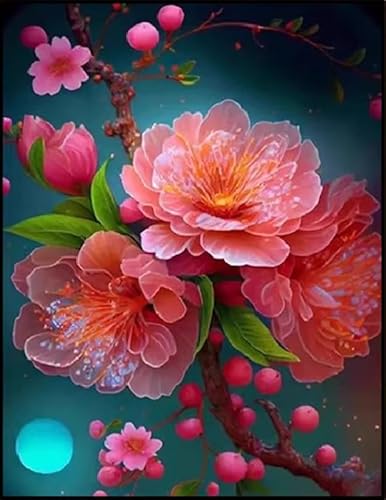 Kreuzstich Stickpackungen Vorgedruckt Set,Pflanzen und Blumen 11CT40x50cm,Stickbilder Vorgedruckt Kreuzstich Stickpackung Zum Sticken Starter Set FüR Erwachsene Kinder AnfäNger, Cross Stitch Kit von NAHUIGOOD
