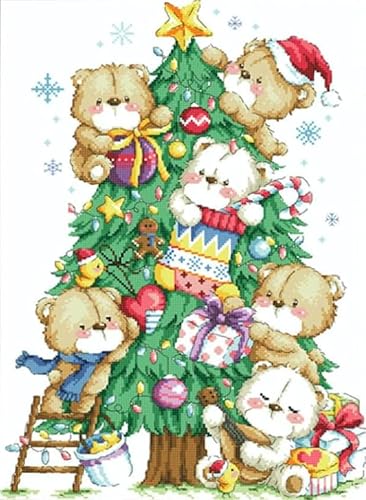 Kreuzstich Stickpackungen Vorgedruckt Set,Weihnachtsbaumbär 11CT40x50cm,Stickbilder Vorgedruckt Kreuzstich Stickpackung Zum Sticken Starter Set FüR Erwachsene Kinder AnfäNger, Cross Stitch Kit Kreuzstich Stickpackungen Vorgedruckt Set,Weihnachtsbaumbär 11CT40x50cm,Stickbilder Vorgedruckt Kreuzstich Stickpackung Zum Sticken Starter Set FüR Erwachsene Kinder AnfäNger, Cross Stitch Kit von NAHUIGOOD