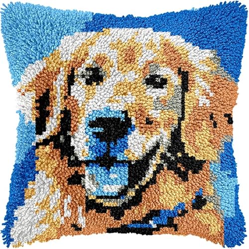 Latch Hook Cushion Kit, Panther Knüpfkissen Set Knotting And Weaving Set Knüpfpackungen Diy Kissen Knüpfset Knüpfen Embroidery Kit Golden Retriever 43X43Cm Latch Hook Cushion Kit, Panther Knüpfkissen Set Knotting And Weaving Set Knüpfpackungen Diy Kissen Knüpfset Knüpfen Embroidery Kit Golden Retriever 43X43Cm von NAHUIGOOD