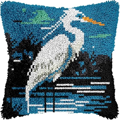 Latch Hook Cushion Kit, Panther Knüpfkissen Set Knotting And Weaving Set Knüpfpackungen Diy Kissen Knüpfset Knüpfen Embroidery Kit Mandschurenkranich 43X43Cm von NAHUIGOOD