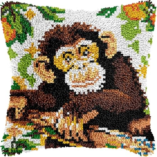 Latch Hook Cushion Kit, Panther Knüpfkissen Set Knotting And Weaving Set Knüpfpackungen Diy Kissen Knüpfset Knüpfen Embroidery Kit Waldaffe 43X43Cm Latch Hook Cushion Kit, Panther Knüpfkissen Set Knotting And Weaving Set Knüpfpackungen Diy Kissen Knüpfset Knüpfen Embroidery Kit Waldaffe 43X43Cm von NAHUIGOOD