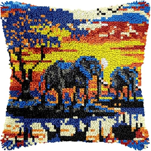 Latch Hook Kissen Kit, Tier Knüpfkissen Set Für Anfänger Erwachsene Oder Kinder Zum Selber Knüpfen,Diy Knüpfteppich Knüpfpackung, Knüpfhaken Set Afrikanischer Elefant 43X43Cm Latch Hook Kissen Kit, Tier Knüpfkissen Set Für Anfänger Erwachsene Oder Kinder Zum Selber Knüpfen,Diy Knüpfteppich Knüpfpackung, Knüpfhaken Set Afrikanischer Elefant 43X43Cm von NAHUIGOOD