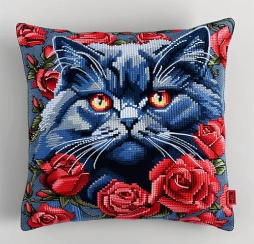 NAHUIGOOD 11Ct Sticken Set Kreuzstich Kissen, Blumen, Katzen 45X45Cm Kreuzstich Kissen Set Vorgedruckt Handstickerei Nähkissenbezug Stickset Kreuzstichkissen Zum Dekorieren NAHUIGOOD 11Ct Sticken Set Kreuzstich Kissen, Blumen, Katzen 45X45Cm Kreuzstich Kissen Set Vorgedruckt Handstickerei Nähkissenbezug Stickset Kreuzstichkissen Zum Dekorieren von NAHUIGOOD