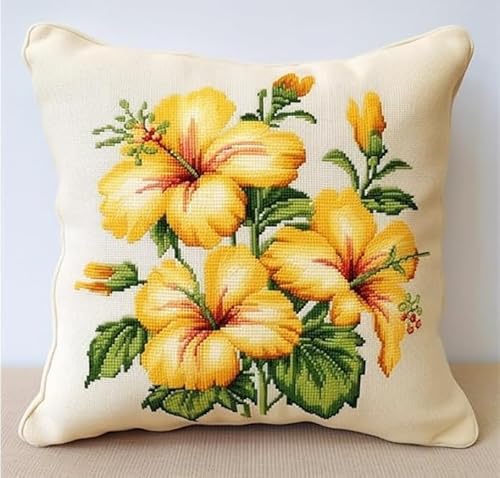 NAHUIGOOD 11Ct Sticken Set Kreuzstich Kissen, Gelbe Blumen 45X45Cm Kreuzstich Kissen Set Vorgedruckt Handstickerei Nähkissenbezug Stickset Kreuzstichkissen Zum Dekorieren NAHUIGOOD 11Ct Sticken Set Kreuzstich Kissen, Gelbe Blumen 45X45Cm Kreuzstich Kissen Set Vorgedruckt Handstickerei Nähkissenbezug Stickset Kreuzstichkissen Zum Dekorieren von NAHUIGOOD