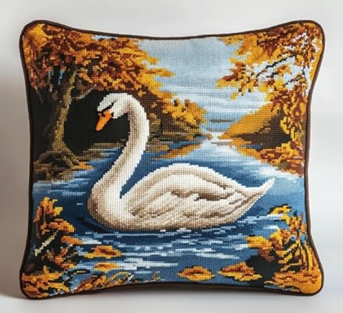 NAHUIGOOD 11Ct Sticken Set Kreuzstich Kissen, Schwanensee Im Herbst 45X45Cm Kreuzstich Kissen Set Vorgedruckt Handstickerei Nähkissenbezug Stickset Kreuzstichkissen Zum Dekorieren NAHUIGOOD 11Ct Sticken Set Kreuzstich Kissen, Schwanensee Im Herbst 45X45Cm Kreuzstich Kissen Set Vorgedruckt Handstickerei Nähkissenbezug Stickset Kreuzstichkissen Zum Dekorieren von NAHUIGOOD