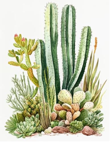 NAHUIGOOD Erwachsene Stickerei Kreuzstich，Kaktus pflanzen 11CT40x50cm11CT Vorgedruckte Leinwand Kreuzstich Set AnfäNger Stickbilder, für Wandkunst-Heimdekoration von NAHUIGOOD