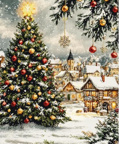 NAHUIGOOD Erwachsene Stickerei Kreuzstich，Weihnachtsdekorationen 11CT40x50cm11CT Vorgedruckte Leinwand Kreuzstich Set AnfäNger Stickbilder, für Wandkunst-Heimdekoration von NAHUIGOOD