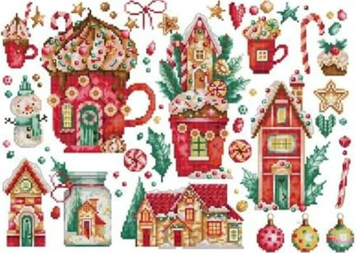 NAHUIGOOD Erwachsene Stickerei Kreuzstich，Weihnachtsdekorationen 11CT40x50cm11CT Vorgedruckte Leinwand Kreuzstich Set AnfäNger Stickbilder, für Wandkunst-Heimdekoration von NAHUIGOOD