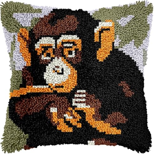 NAHUIGOOD Knüpfkissen-Set,Diy Knüpfhaken, Teppich-Stickset, Häkel-Leinenmuster, Handarbeiten Für Kinder, Erwachsene Und Anfänger Affe 43X43Cm NAHUIGOOD Knüpfkissen-Set,Diy Knüpfhaken, Teppich-Stickset, Häkel-Leinenmuster, Handarbeiten Für Kinder, Erwachsene Und Anfänger Affe 43X43Cm von NAHUIGOOD