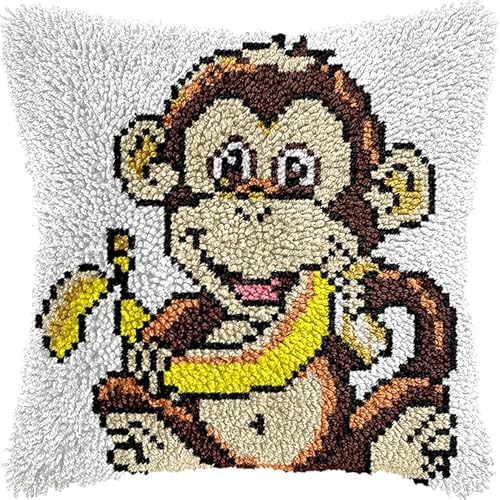 NAHUIGOOD Knüpfkissen-Set,Diy Knüpfhaken, Teppich-Stickset, Häkel-Leinenmuster, Handarbeiten Für Kinder, Erwachsene Und Anfänger Affe 43X43Cm NAHUIGOOD Knüpfkissen-Set,Diy Knüpfhaken, Teppich-Stickset, Häkel-Leinenmuster, Handarbeiten Für Kinder, Erwachsene Und Anfänger Affe 43X43Cm von NAHUIGOOD