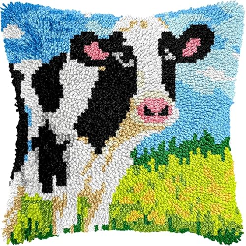 NAHUIGOOD Knüpfkissen-Set,Diy Knüpfhaken, Teppich-Stickset, Häkel-Leinenmuster, Handarbeiten Für Kinder, Erwachsene Und Anfänger Milchkuh 43X43Cm NAHUIGOOD Knüpfkissen-Set,Diy Knüpfhaken, Teppich-Stickset, Häkel-Leinenmuster, Handarbeiten Für Kinder, Erwachsene Und Anfänger Milchkuh 43X43Cm von NAHUIGOOD