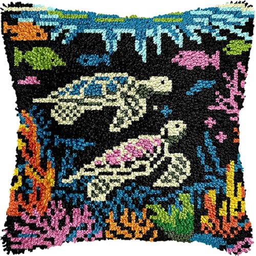 NAHUIGOOD Knüpfkissen-Set,Diy Knüpfhaken, Teppich-Stickset, Häkel-Leinenmuster, Handarbeiten Für Kinder, Erwachsene Und Anfänger Unterwasserwelt Schildkröte 43X43Cm NAHUIGOOD Knüpfkissen-Set,Diy Knüpfhaken, Teppich-Stickset, Häkel-Leinenmuster, Handarbeiten Für Kinder, Erwachsene Und Anfänger Unterwasserwelt Schildkröte 43X43Cm von NAHUIGOOD