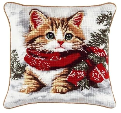 NAHUIGOOD Kreuzstich Kissen Vorgedruckt, Katze Mit Rotem Halsband 45X45Cm 11Ct Stickset Für Kreuzstichkissen,Stickset Anfänger Diy Kreuzstichkissen Zum Dekorieren Handstickerei Kissenbezug Set NAHUIGOOD Kreuzstich Kissen Vorgedruckt, Katze Mit Rotem Halsband 45X45Cm 11Ct Stickset Für Kreuzstichkissen,Stickset Anfänger Diy Kreuzstichkissen Zum Dekorieren Handstickerei Kissenbezug Set von NAHUIGOOD