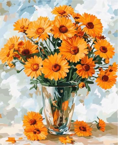NAHUIGOOD Kreuzstich Set Vorgedruckt,Chrysantheme 11CT40x50cm,Stickvorlagen Stickbilder Vorgedruckt Kreuzstich Cross Stitch Embroidery Kit Stickset Sticken Set für Erwachsene Anfänger von NAHUIGOOD