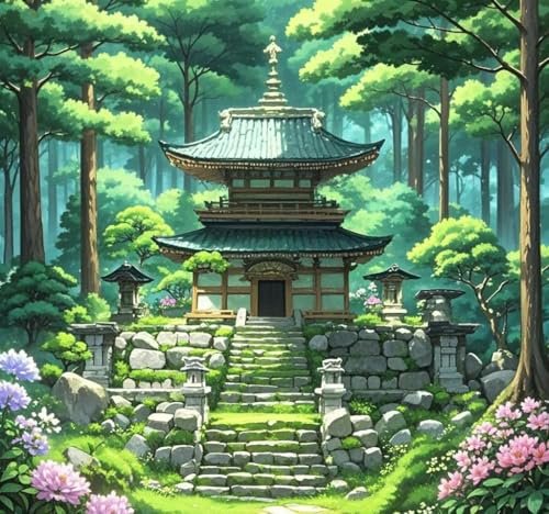 NAHUIGOOD Kreuzstich Set Vorgedruckt Tempel 11Ct40X50Cm 11 Ct Kreuzstich Stickpackungen Stickbilder Vorgedruckt Kreuzstich Für Wandkunst-Heimdekoration von NAHUIGOOD
