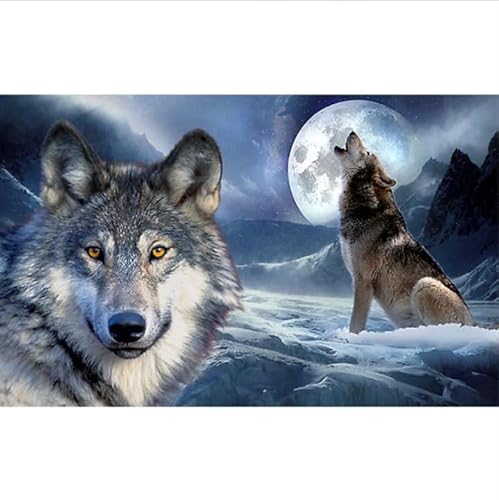 NAHUIGOOD Kreuzstich Set Vorgedrucktheulender Wolf 11Ct40X50Cm Kreuzstich Starter Set Anfänger Stickerei Set Kreuzstich Stickpackungen Vorgedruckt Stickvorlagen Kreuzstich von NAHUIGOOD