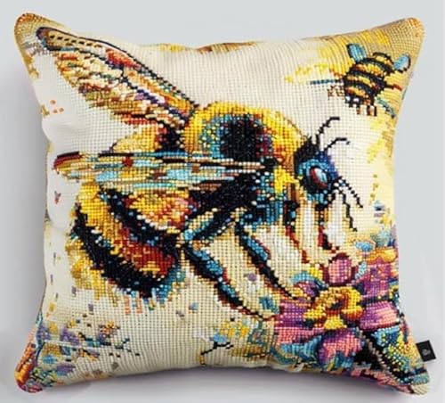 NAHUIGOOD Kreuzstich Stickpackungen Kissen Front Zum Selbersticken Mit Blumen Bienen 45X45Cm Stickbild Auf 100% Baumwoll Stoff Und Stickgarn, Stickvorlagen NAHUIGOOD Kreuzstich Stickpackungen Kissen Front Zum Selbersticken Mit Blumen Bienen 45X45Cm Stickbild Auf 100% Baumwoll Stoff Und Stickgarn, Stickvorlagen von NAHUIGOOD