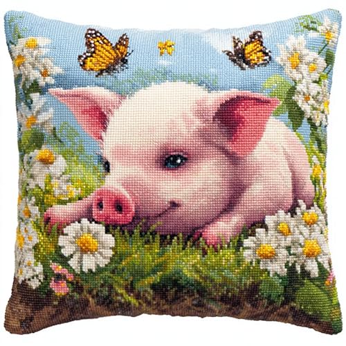 NAHUIGOOD Kreuzstich Stickpackungen Kissen Front Zum Selbersticken Mit Süßes Schwein 45X45Cm Stickbild Auf 100% Baumwoll Stoff Und Stickgarn, Stickvorlagen NAHUIGOOD Kreuzstich Stickpackungen Kissen Front Zum Selbersticken Mit Süßes Schwein 45X45Cm Stickbild Auf 100% Baumwoll Stoff Und Stickgarn, Stickvorlagen von NAHUIGOOD