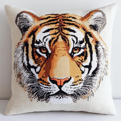 NAHUIGOOD Kreuzstich Stickpackungen Kissen Front Zum Selbersticken Mit Tiger 45X45Cm Stickbild Auf 100% Baumwoll Stoff Und Stickgarn, Stickvorlagen NAHUIGOOD Kreuzstich Stickpackungen Kissen Front Zum Selbersticken Mit Tiger 45X45Cm Stickbild Auf 100% Baumwoll Stoff Und Stickgarn, Stickvorlagen von NAHUIGOOD