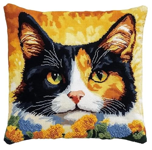 NAHUIGOOD Kreuzstichkissen Stickbildkatze 45X45Cm Vorgezeichnet Kreuzstichpackung Kissen Front Zum Selbersticken Mit Stickbild Auf 100% Baumwoll Stoff Und Stickgarn NAHUIGOOD Kreuzstichkissen Stickbildkatze 45X45Cm Vorgezeichnet Kreuzstichpackung Kissen Front Zum Selbersticken Mit Stickbild Auf 100% Baumwoll Stoff Und Stickgarn von NAHUIGOOD
