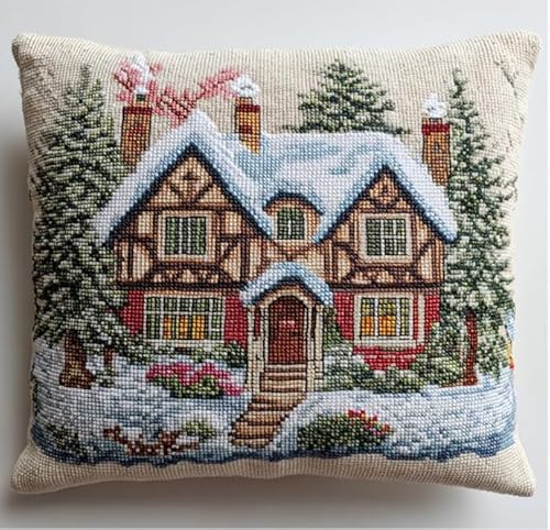 NAHUIGOOD Kreuzstichkissen Stickbildvilla Mit Schneeblick 45X45Cm Vorgezeichnet Kreuzstichpackung Kissen Front Zum Selbersticken Mit Stickbild Auf 100% Baumwoll Stoff Und Stickgarn NAHUIGOOD Kreuzstichkissen Stickbildvilla Mit Schneeblick 45X45Cm Vorgezeichnet Kreuzstichpackung Kissen Front Zum Selbersticken Mit Stickbild Auf 100% Baumwoll Stoff Und Stickgarn von NAHUIGOOD
