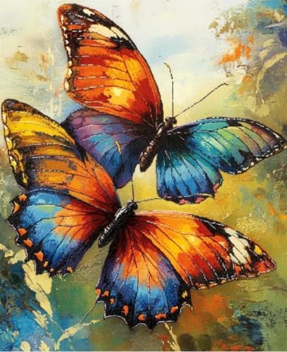 NAHUIGOOD cross stitch kits for beginners,Schöner Schmetterling 11CT40x50cm,Kreuzstich Stickpackungen Vorgedruckt Bilder Stickerei Set von NAHUIGOOD