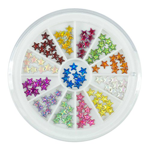 N&BF Nail Art Strasssteine | Sterne Rondell 120 Stück in 10 Farben | 3D Nagel Dekoration Edelsteine | Glitter Rhinestones für Nageldesign | Strass Kristalle in Herzform | Strass Perlen von NAILS FACTORY