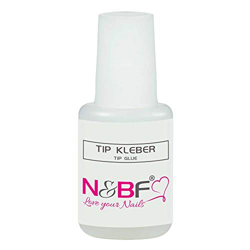 N&BF Tip Kleber für Kunstnägel 9g extra stark | Nagelkleber in praktischer Pinselflasche transparent | schnelltrocknend & extrem Haltbar | zur professionellen Nagelverlängerung von NAILS FACTORY