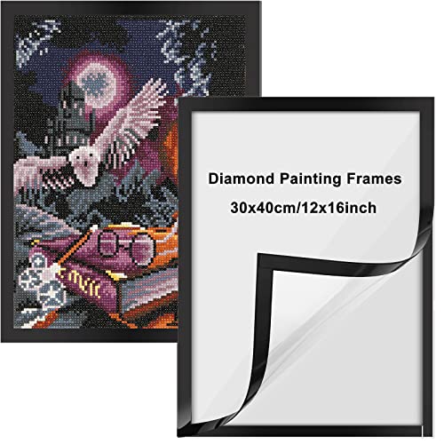 Diamant Painting Bilderrahmen, Diamanten Bilderrahmen Kompatibel mit 30x40cm Diamond Painting Leinwand 2 Stück (Innere Größe 24.5x34.5cm) - Schwarz von NAIMOER