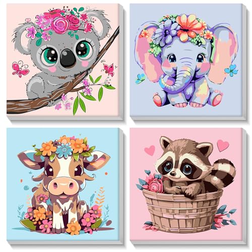 NAIMOER 4 Stück Gerahmt Malen Nach Zahlen Tiere Kinde, DIY Tiere Malen Nach Zahlen Kinder Erwachsene, Cartoon Malen nach Zahlen Kits Cartoon Malen nach Zahlen Leinwand für Home Decor 8x8in NAIMOER 4 Stück Gerahmt Malen Nach Zahlen Tiere Kinde, DIY Tiere Malen Nach Zahlen Kinder Erwachsene, Cartoon Malen nach Zahlen Kits Cartoon Malen nach Zahlen Leinwand für Home Decor 8x8in von NAIMOER