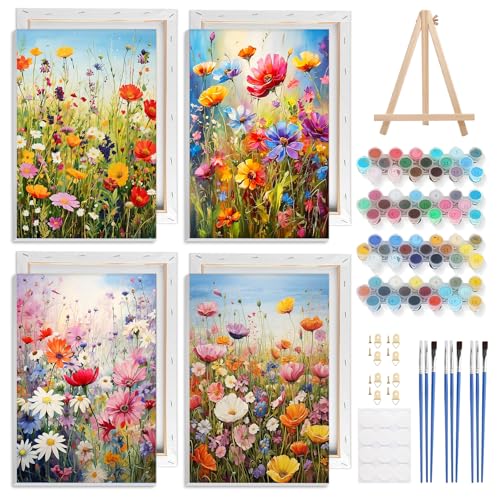 NAIMOER 4 Stück Wild Blume Malen Nach Zahlen mit Rahmen Erwachsene Kinder, Landschaft Malen Nach Zahlen Rahmen Halter, Acrylpigment Leinwand für Home Décor Geschenke 20x30cm NAIMOER 4 Stück Wild Blume Malen Nach Zahlen mit Rahmen Erwachsene Kinder, Landschaft Malen Nach Zahlen Rahmen Halter, Acrylpigment Leinwand für Home Décor Geschenke 20x30cm von NAIMOER