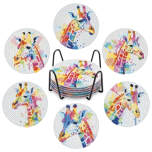 NAIMOER 6Stück Giraffe Diamond Painting Untersetzer mit Halter, DIY Tiere Untersetzer, Kaffee Diamant Painting Blumen Untersetzer für Erwachsene Kinder, Getränke Untersetzer, 5D Diamant Untersetzer NAIMOER 6Stück Giraffe Diamond Painting Untersetzer mit Halter, DIY Tiere Untersetzer, Kaffee Diamant Painting Blumen Untersetzer für Erwachsene Kinder, Getränke Untersetzer, 5D Diamant Untersetzer von NAIMOER