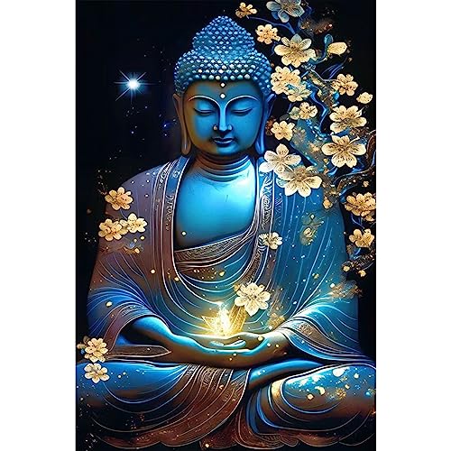 NAIMOER Buddha Diamond Painting Kits für Erwachsene Kinder, 5D Diamant Painting Blumen Bilder Erwachsene, Diamond Painting Statue Bilder Kinder Malerei Set für Home Dekor 30x40cm von NAIMOER