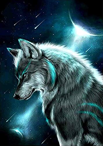 NAIMOER Wolf Diamond Painting Diamant Malerei 5D Diamant Painting Bilder Tiere Diamant Art Erwachsene Wolf Diamond Painting Strass Gemälde Wall Dekorationen 30x40cm von NAIMOER