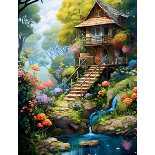 NAIMOER Diamond Painting Landschaft, Diamant Painting Erwachsene Haus Diamond Painting Erwachsene Bilder Landschaft Diamant Painting Kinder 5D Diamant Malerei Stickerei für Home Décor(30x40cm) von NAIMOER