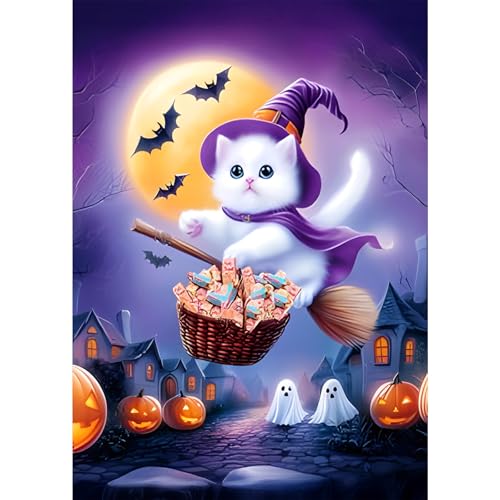 NAIMOER Diamond Painting Niedliche Katze Erwachsene, 5D Diamant Painting Halloween Bilder Anfänger, Full Strass Stickerei Diamond Kunst Kürbis für Home Wand Décor 30x40cm NAIMOER Diamond Painting Niedliche Katze Erwachsene, 5D Diamant Painting Halloween Bilder Anfänger, Full Strass Stickerei Diamond Kunst Kürbis für Home Wand Décor 30x40cm von NAIMOER