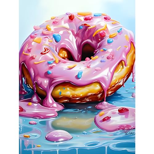 NAIMOER Donuts Diamond Painting Erwachsene, Diamant Painting Bilder Lebensmittel Diamond Painting Set Erwachsene Donuts Diamond Painting Kinder 5D Diamant Malerei für Home Wand Décor(30x40cm) von NAIMOER