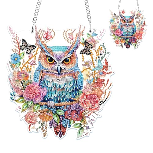 NAIMOER Eule Diamond Painting Anhänger, Diamant Malerei Blume Kinder Erwachsene, Hängende Ornament Bastelset Set für Geschenk Mädchen 7-12Jahre Fensterbilder Wand Dekoration NAIMOER Eule Diamond Painting Anhänger, Diamant Malerei Blume Kinder Erwachsene, Hängende Ornament Bastelset Set für Geschenk Mädchen 7-12Jahre Fensterbilder Wand Dekoration von NAIMOER