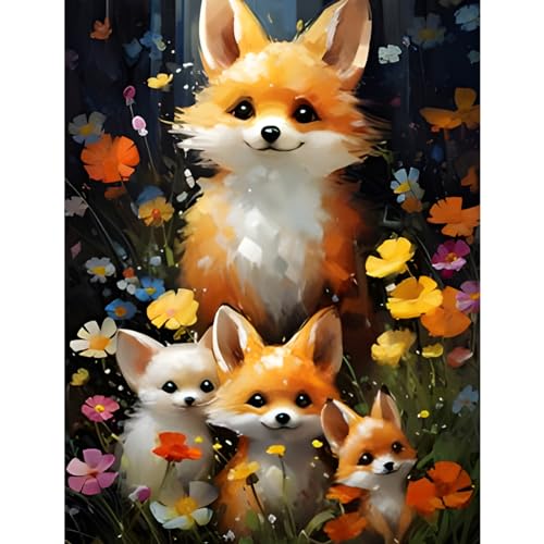 NAIMOER Fuchs Diamond Painting Erwachsene, Tiere Diamant Painting Bilder, Diamond Painting Set Erwachsene Fuchs Diamond Painting Kinder 5D Diamant Malerei für Home Wand Décor(30x40cm) von NAIMOER