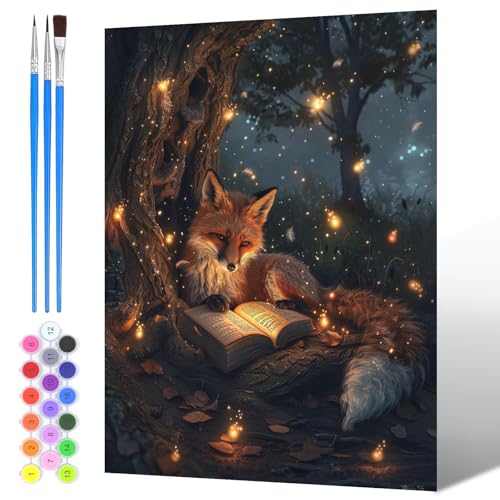 NAIMOER Fuchs in der Nacht Malen Nach Zahlen Erwachsene, Malen Nach Zahlen Landschaft für Kinder mit Pinseln Acrylpigment für Anfänger Jungen Mädchen Geschenk Wohndekoration 30x40cm NAIMOER Fuchs in der Nacht Malen Nach Zahlen Erwachsene, Malen Nach Zahlen Landschaft für Kinder mit Pinseln Acrylpigment für Anfänger Jungen Mädchen Geschenk Wohndekoration 30x40cm von NAIMOER