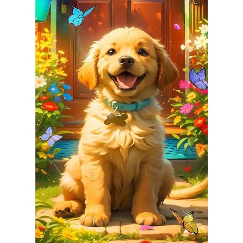 NAIMOER Hunde Diamond Painting Erwachsene, 5D Diamant Painting Bilder Erwachsene Diamond Painting Tiere DIY Diamant Malerei für Home Wand Décor 30x40cm von NAIMOER