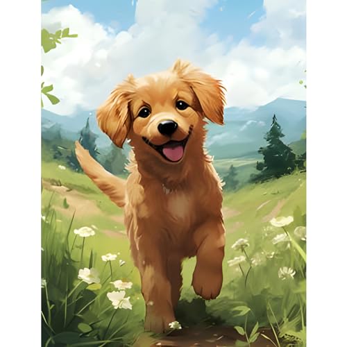 NAIMOER Hunde Diamond Painting Erwachsene, Tiere Diamant Painting Bilder,Hunde Diamond Painting Set Erwachsene Diamond Painting Kinder 5D Diamant Malerei für Home Wand Décor(30x40cm) von NAIMOER