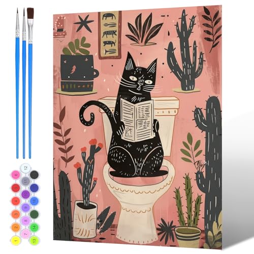 NAIMOER Katze auf der Toilette Malen Nach Zahlen Erwachsene, Malen Nach Zahlen für Kinder mit Pinseln Acrylpigment für Anfänger Jungen Mädchen Geschenk Wohndekoration 30x40cm NAIMOER Katze auf der Toilette Malen Nach Zahlen Erwachsene, Malen Nach Zahlen für Kinder mit Pinseln Acrylpigment für Anfänger Jungen Mädchen Geschenk Wohndekoration 30x40cm von NAIMOER