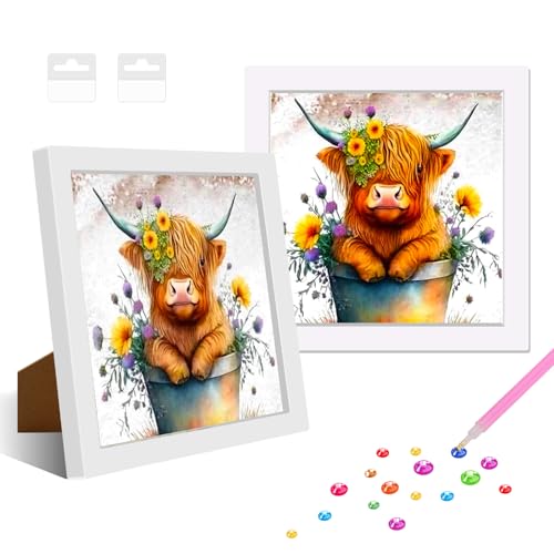 NAIMOER Kuh Diamant Painting Kits mit Rahmen, Gerahmte Blumen Diamond Malerei für Kinder Erwachsene, 5D Tiere Diamond Painting Erwachsene Mosaik Handwerk für Home Decor 8x8inch NAIMOER Kuh Diamant Painting Kits mit Rahmen, Gerahmte Blumen Diamond Malerei für Kinder Erwachsene, 5D Tiere Diamond Painting Erwachsene Mosaik Handwerk für Home Decor 8x8inch von NAIMOER