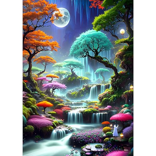 NAIMOER Landschaft Diamond Painting Erwachsene, 5D Diamant Painting Bilder Erwachsene Diamond Painting Baume DIY Diamant Malerei für Home Wand Décor 30x40cm von NAIMOER
