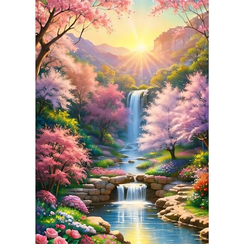 NAIMOER Landschaft Diamond Painting Erwachsene, 5D Diamant Painting Bilder Erwachsene Diamond Painting Wasserfall DIY Diamant Malerei für Home Wand Décor 30x40cm von NAIMOER
