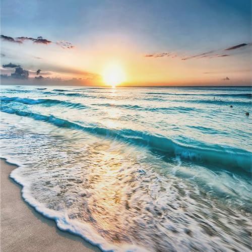 NAIMOER Meer Diamond Painting, 5D Diamant Painting Bilder Diamond Painting Sonnenuntergang Strand Kinder Erwachsene DIY Diamant Malerei für Home Wand Décor 30x30cm von NAIMOER