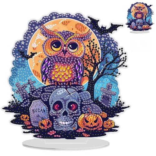 NAIMOER Mond Eule Diamond Painting Tischdeko, Diamant Malerei Desktop Halloween Ornamente Kinder Erwachsene, DIY Bastelset Set für Geschenk Mädchen Wand Dekoration NAIMOER Mond Eule Diamond Painting Tischdeko, Diamant Malerei Desktop Halloween Ornamente Kinder Erwachsene, DIY Bastelset Set für Geschenk Mädchen Wand Dekoration von NAIMOER